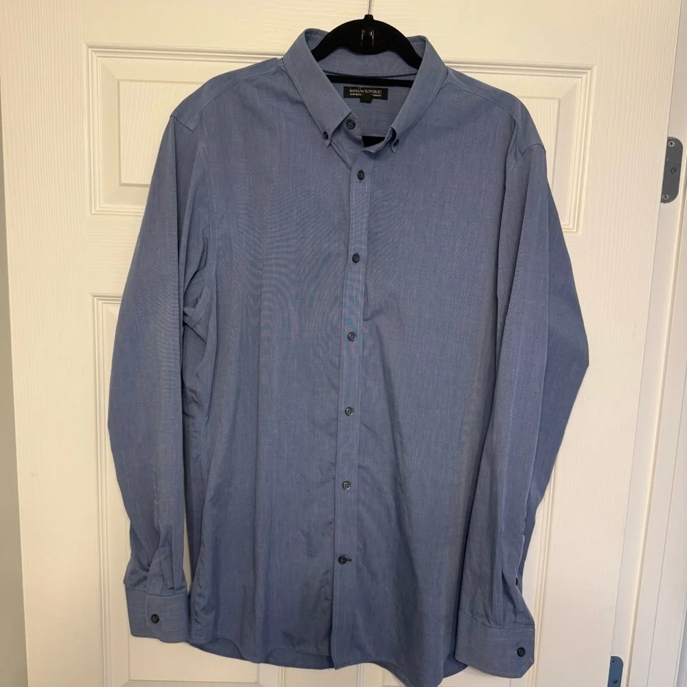 Banana Republic 100% Cotton Long Sleeve Button‎ Down Collar Shirt Blue XL EUC